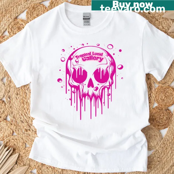 Unique T-shirt featuring a tropical skull illustration