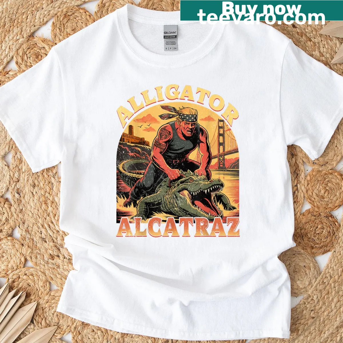 Florida Everglades themed t-shirt with alligator design — on a men's t-shirt
