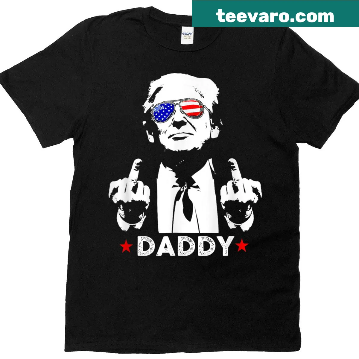 Typography design supporting Trump 2025 — on a men's t-shirt