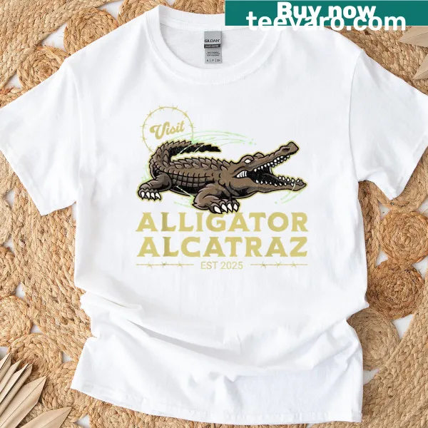 Funny Everglades T-shirt featuring Alligator Alcatraz illustration