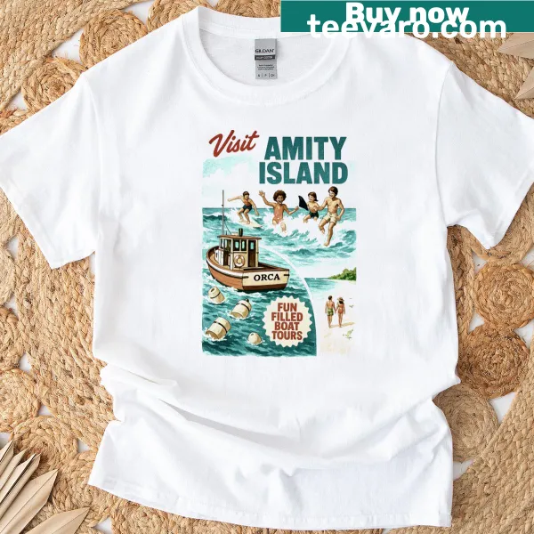 Visit Amity Island 1975 T-shirt with vintage design