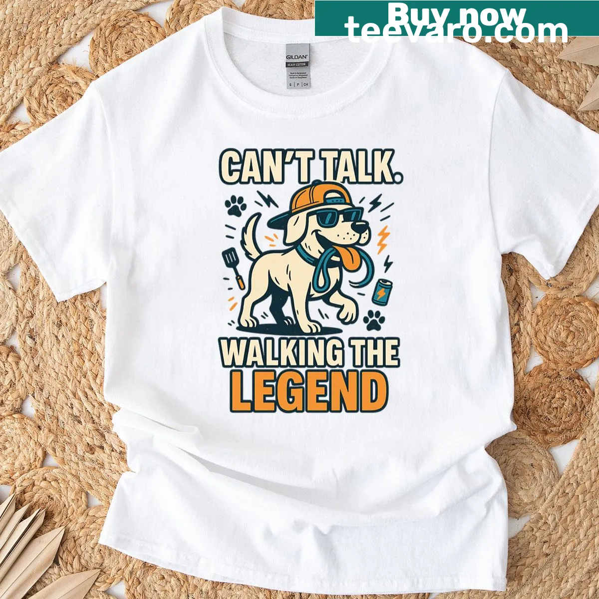 Humorous dog dad t-shirt with playful illustration — on a men's t-shirt
