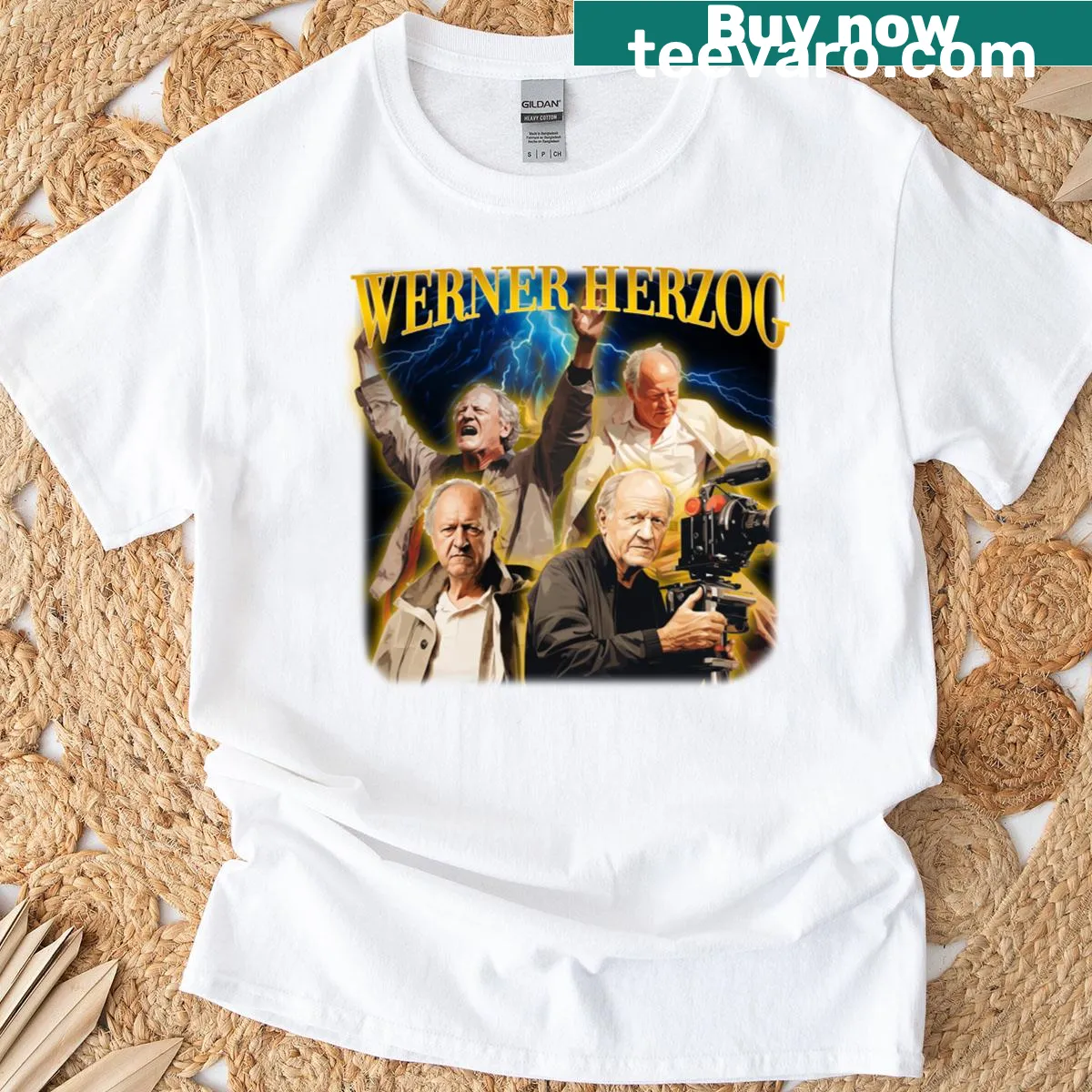 T-shirt featuring Werner Herzog's name in a creative design for film enthusiasts — on a men's t-shirt