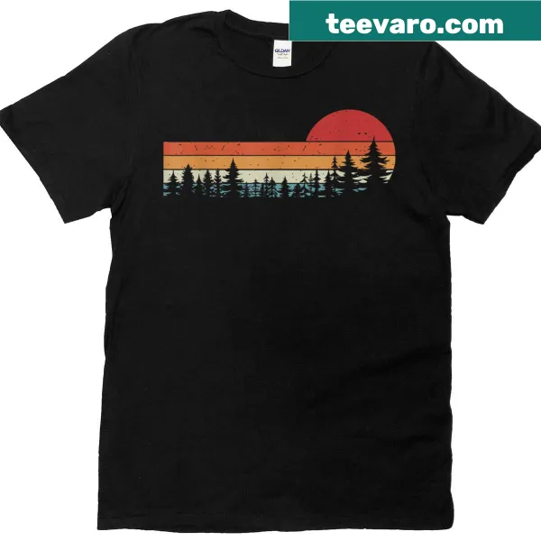 Vintage-style nature t-shirt featuring mountains and forests