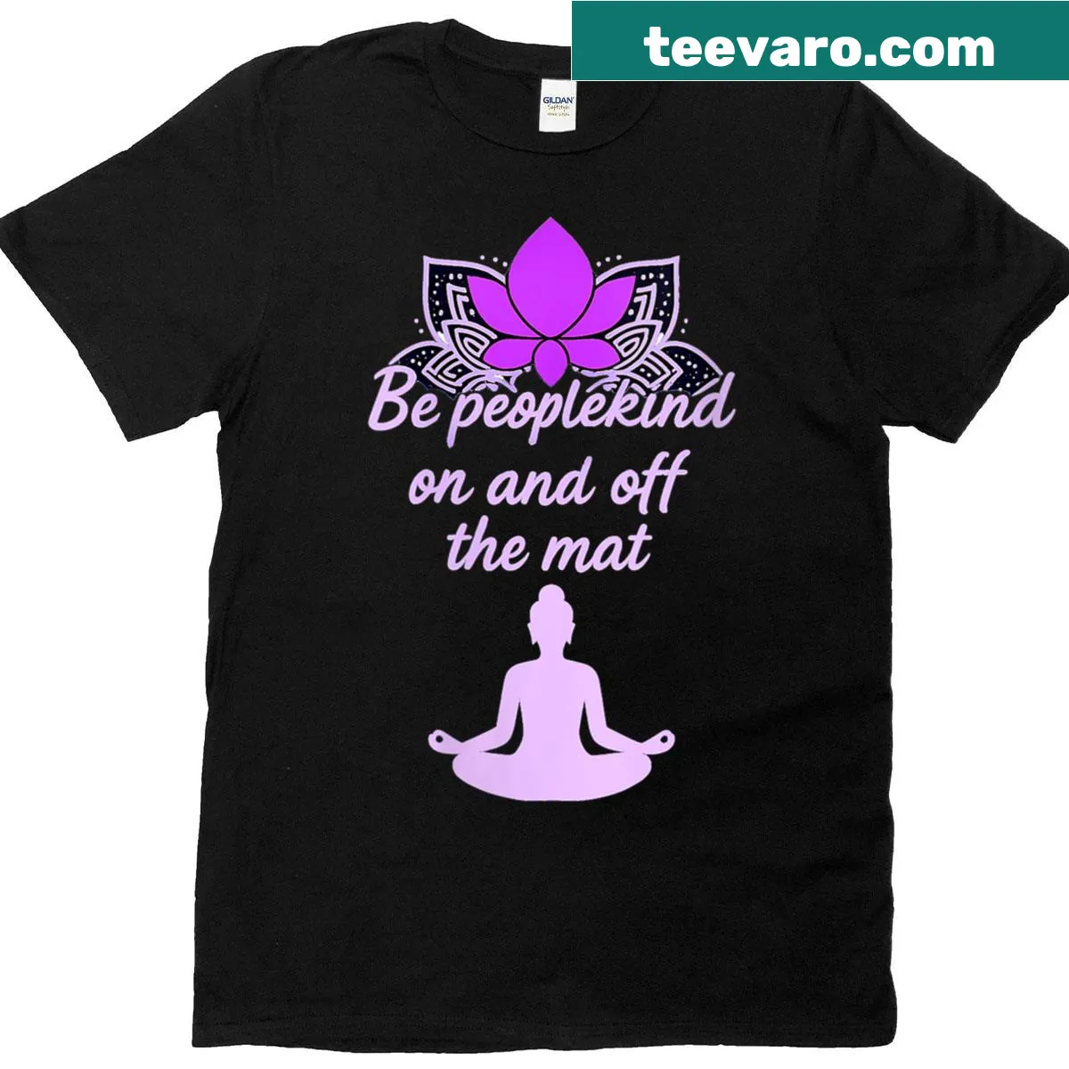 Mindful mandala art T-shirt with the phrase 'Be Peoplekind' for women — on a men's t-shirt