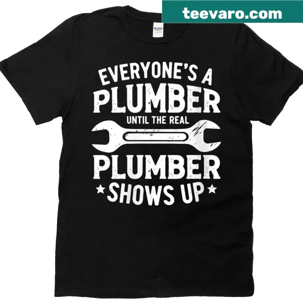 Humorous plumber dad T-shirt with tool graphics