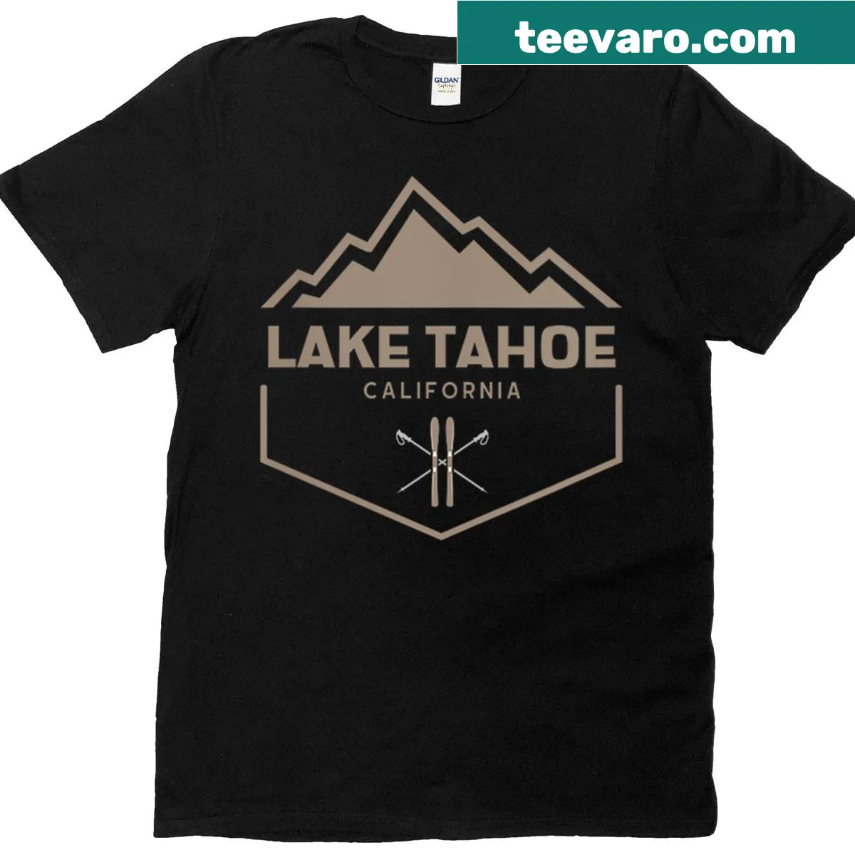 T-shirt featuring scenic Lake Tahoe graphic — on a men's t-shirt