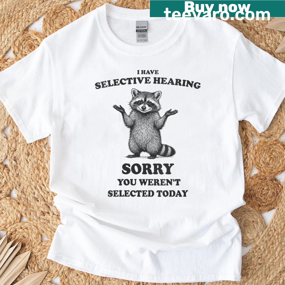 Funny raccoon graphic with saying on women's t-shirt — on a men's t-shirt