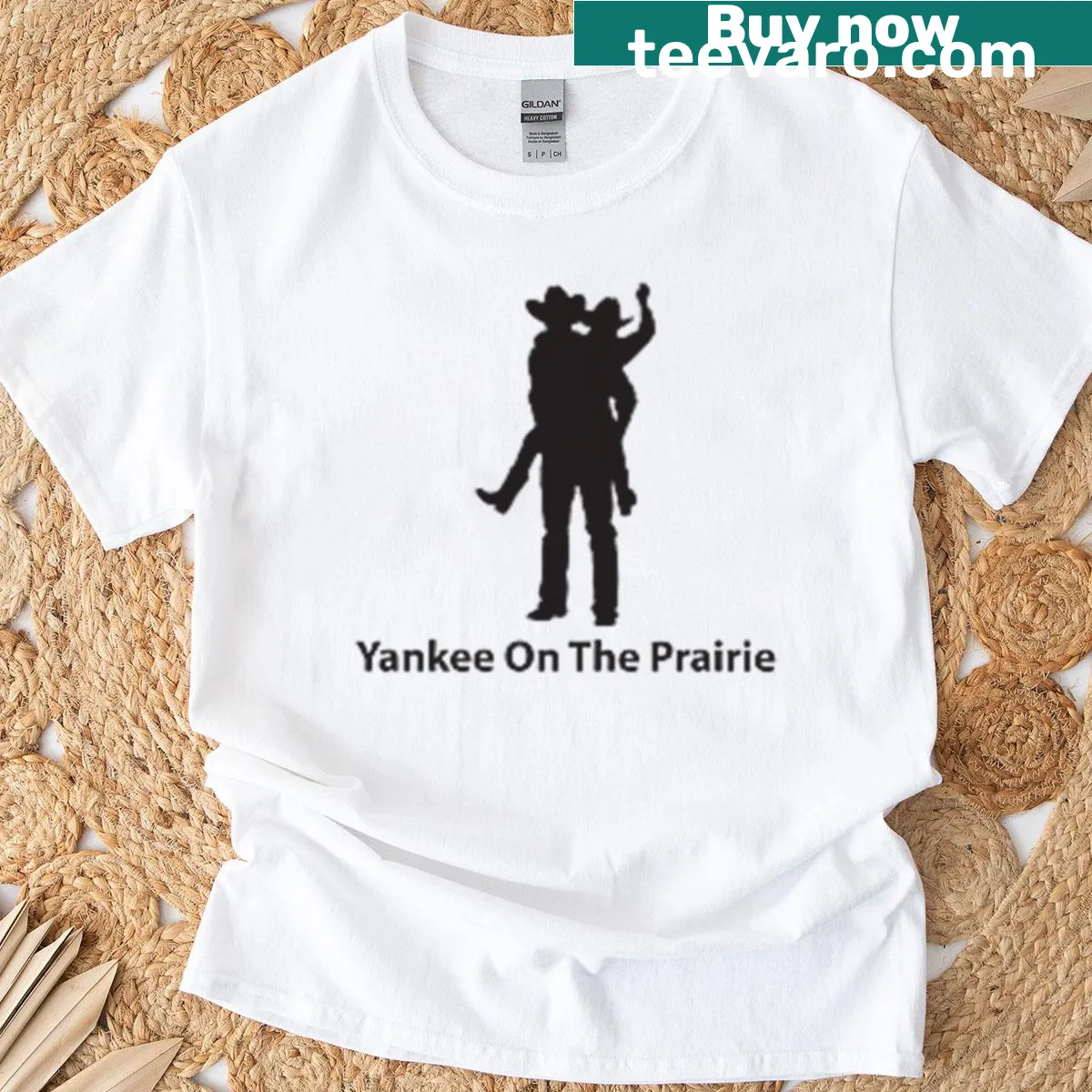 Illustrative T-shirt celebrating prairie life with a sentimental design. — on a men's t-shirt