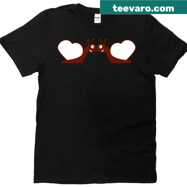 Couple snails forming a heart on a romantic t-shirt