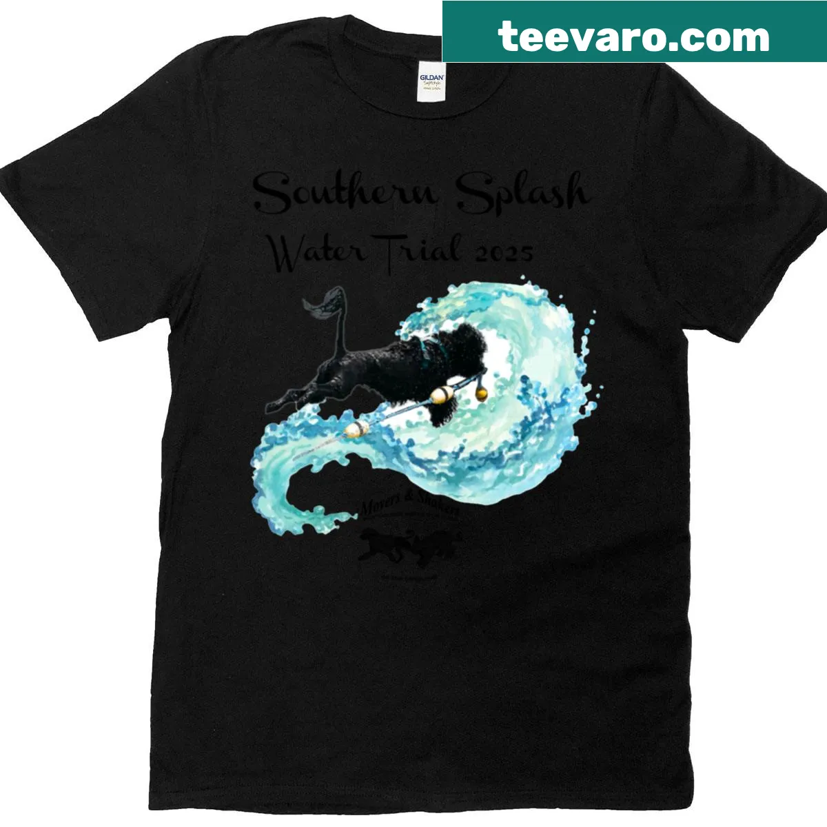 T-shirt featuring a graphic celebrating the 2025 Southern Splash water trial — on a men's t-shirt