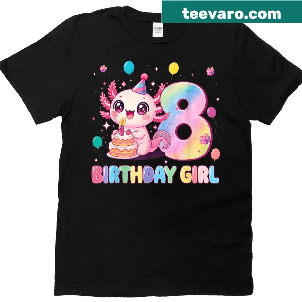 Cute axolotl design for an 8th birthday shirt for girls