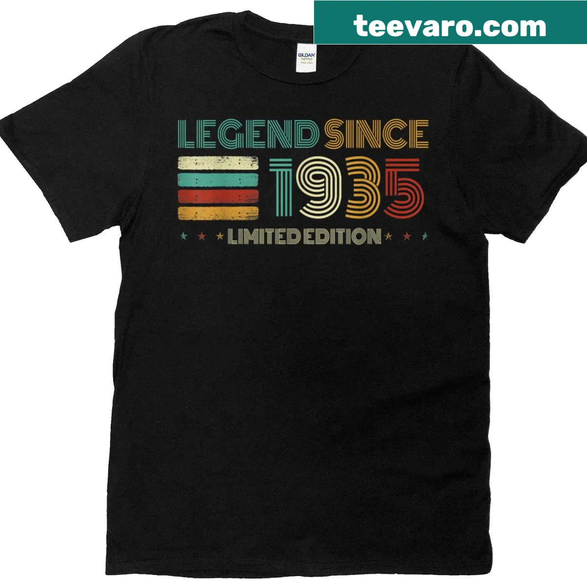 90th birthday shirt with legend text since 1935 — on a men's t-shirt