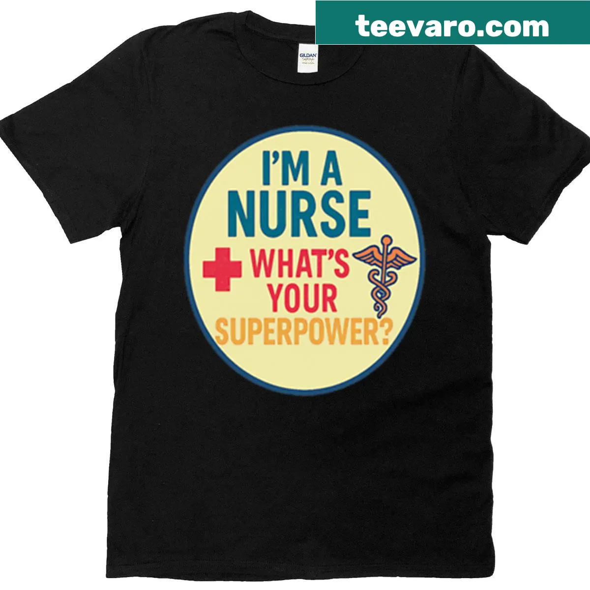 Inspirational t-shirt for nurses with 'A Nurse With Superpower' text — on a men's t-shirt