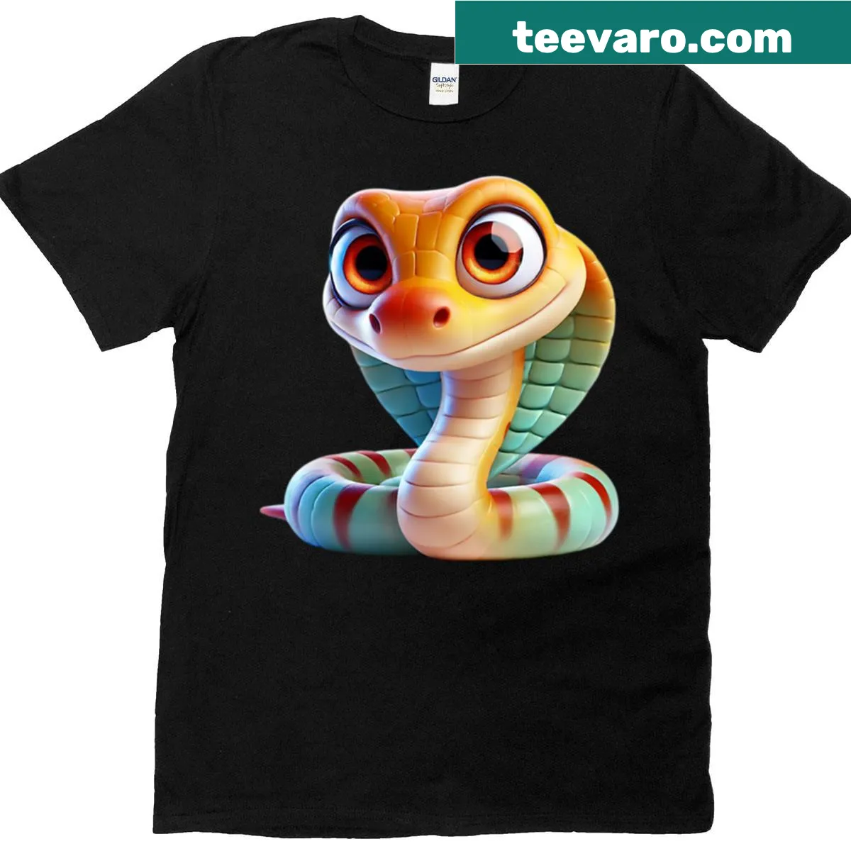 Illustration of a cute snouted cobra on a t-shirt. — on a men's t-shirt