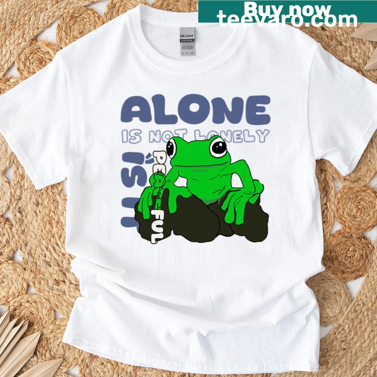 Text design that reads 'Alone Is Not Lonely It Is Peaceful' — on a men's t-shirt