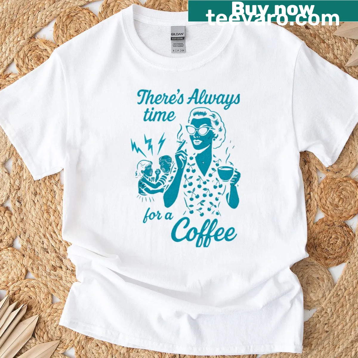 Vintage-inspired design featuring 'Always Time For Coffee' text — on a men's t-shirt