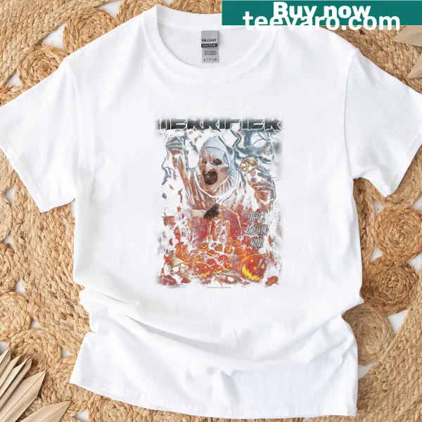 Art the Clown graphic from horror movie on t-shirt