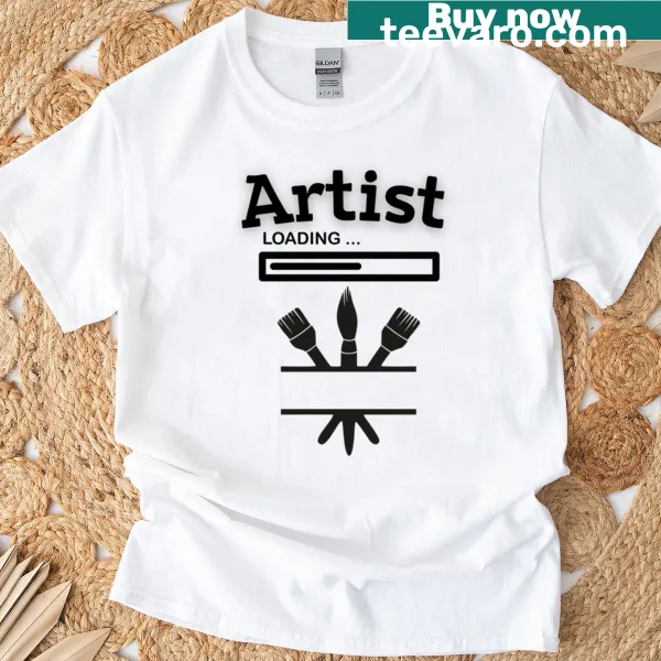 Creative progress themed t-shirt with loading text for artists