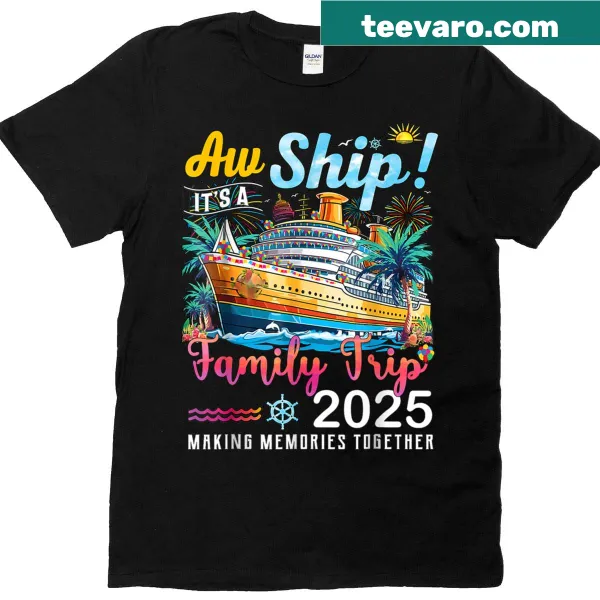 Humorous family trip matching T-shirt with playful text