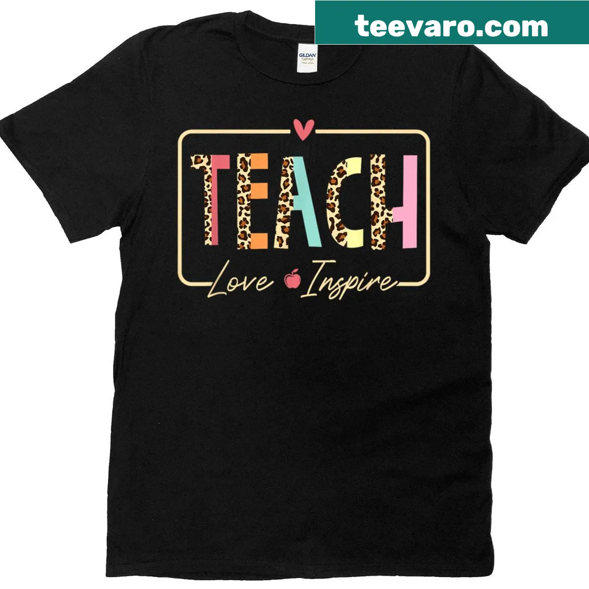 Inspirational teacher t-shirt with 'Teach, Love, Inspire' text — on a men's t-shirt