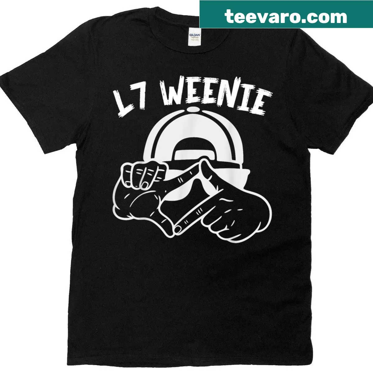Retro t-shirt featuring 'L7 Weenie' text for baseball fans — on a men's t-shirt