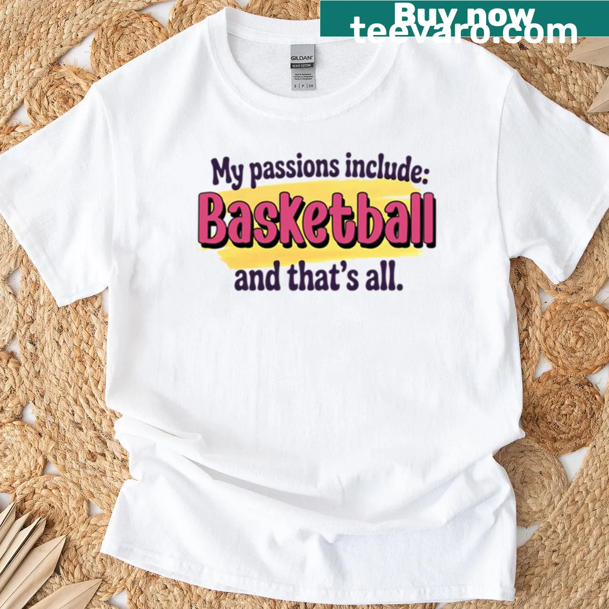 Funny 'Basketball Is My Passion' graphic T-shirt — on a men's t-shirt