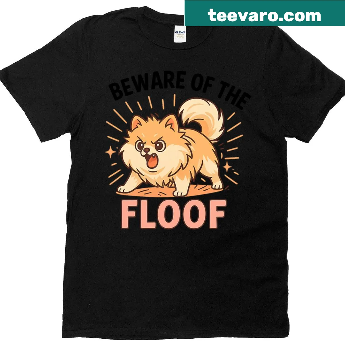 Illustration of a fluffy pet with the text 'Beware Of The Floof' — on a men's t-shirt