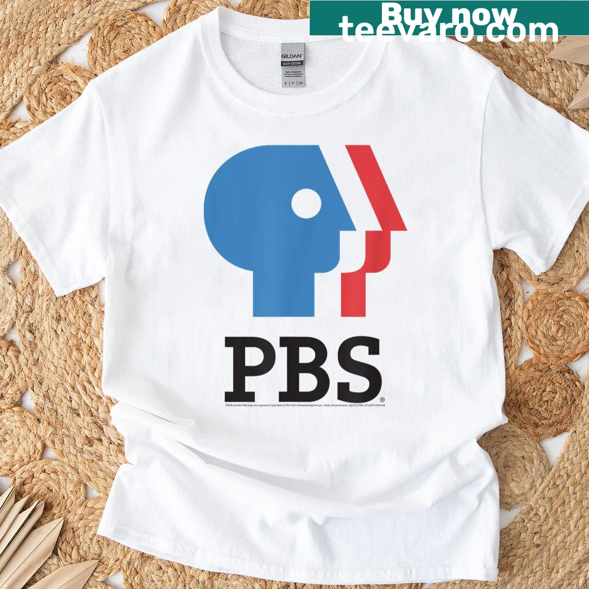 Public Broadcasting Service logo t-shirt — on a men's t-shirt