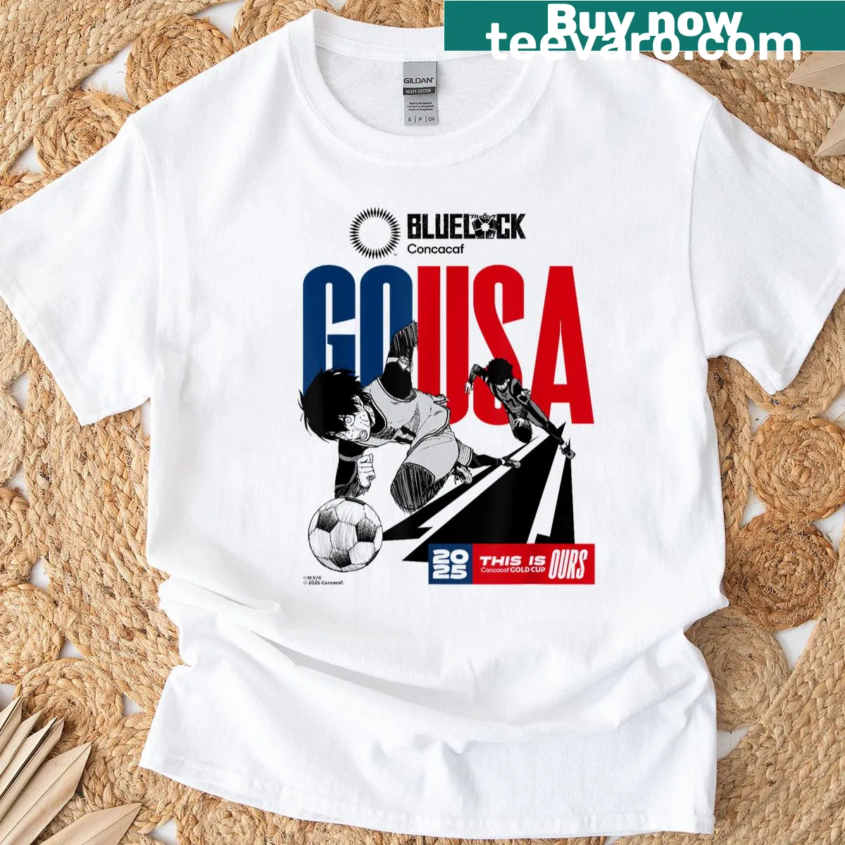 Blue Lock T-shirt with Isagi design for USA's 2025 Gold Cup. — on a men's t-shirt