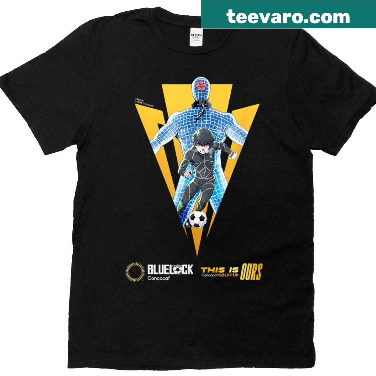 Soccer-themed t-shirt featuring Isagi for Gold Cup 2025 — on a men's t-shirt