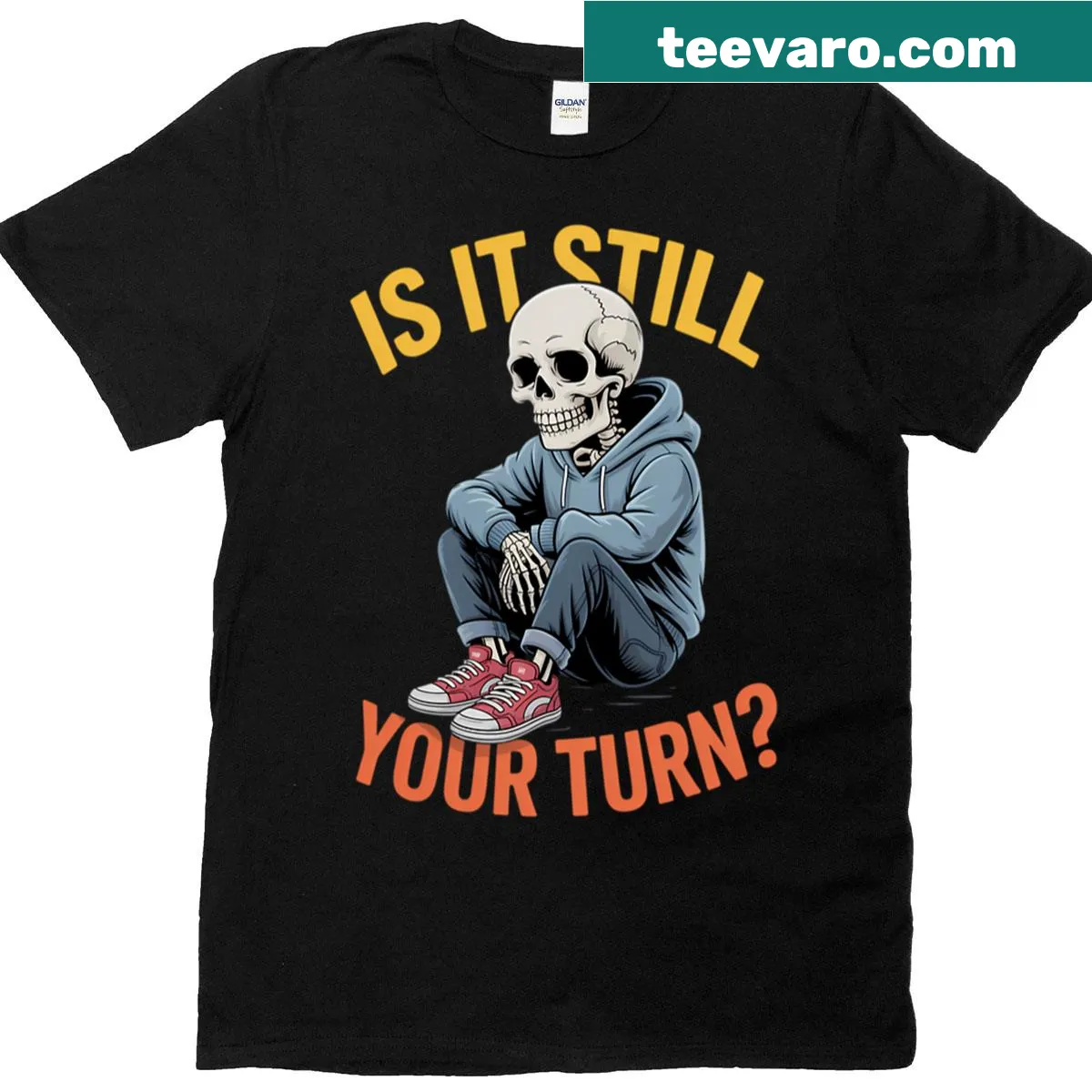 Skeleton-themed funny board game t-shirt with humorous graphics — on a men's t-shirt