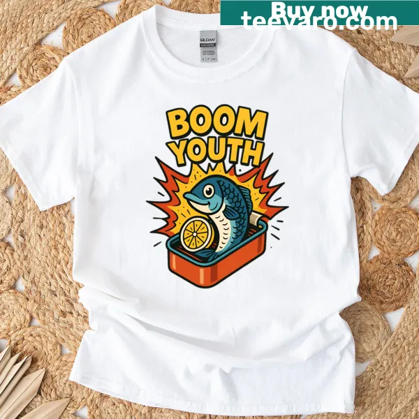 Comic style sardine graphic t-shirt for summer fun