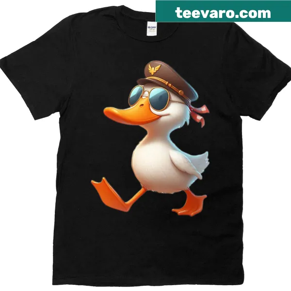 Cartoon Boss Duck wearing aviators on a t-shirt