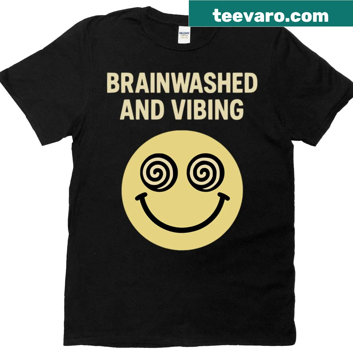 Trippy smiley face graphic on humorous T-shirt — on a men's t-shirt