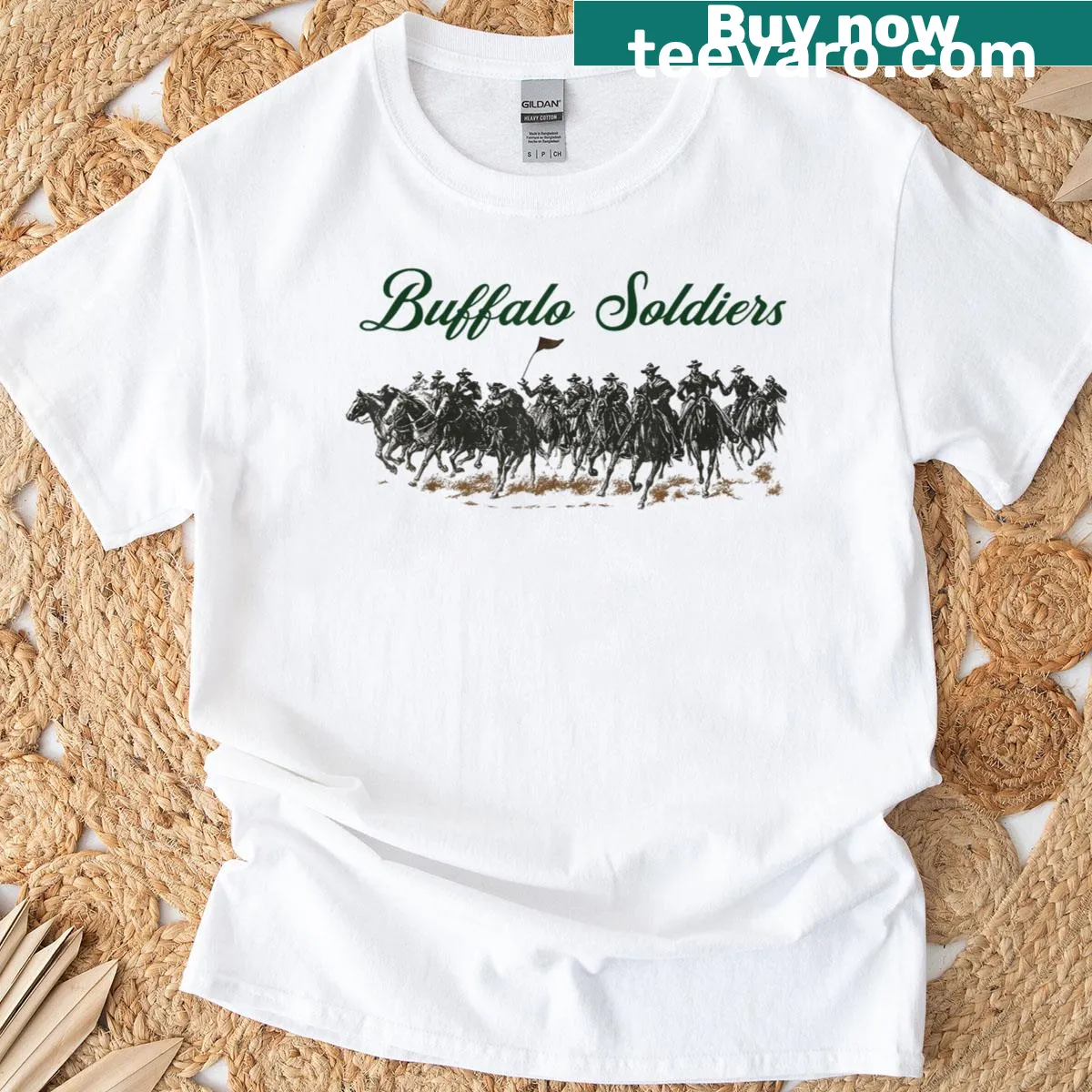 T-shirt honoring the Buffalo Soldiers with a meaningful design — on a men's t-shirt