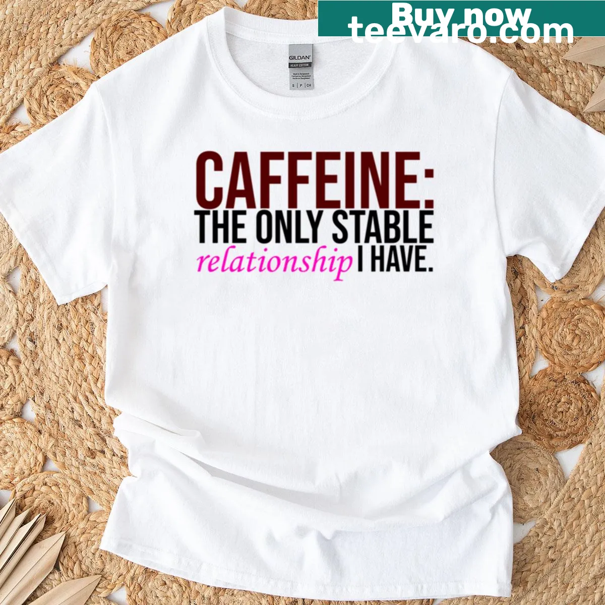 Funny coffee quote design T-shirt with bold typography — on a men's t-shirt