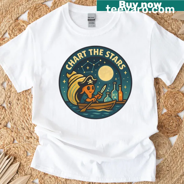 Oversized T-shirt featuring a pirate octopus and stars