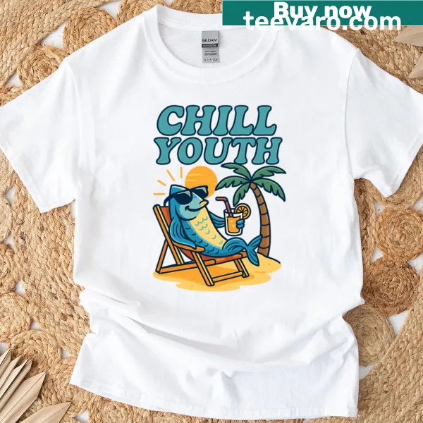 Youth T-shirt featuring a cartoon sardine design