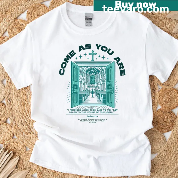 Light t-shirt with welcoming text from Psalm 122:1