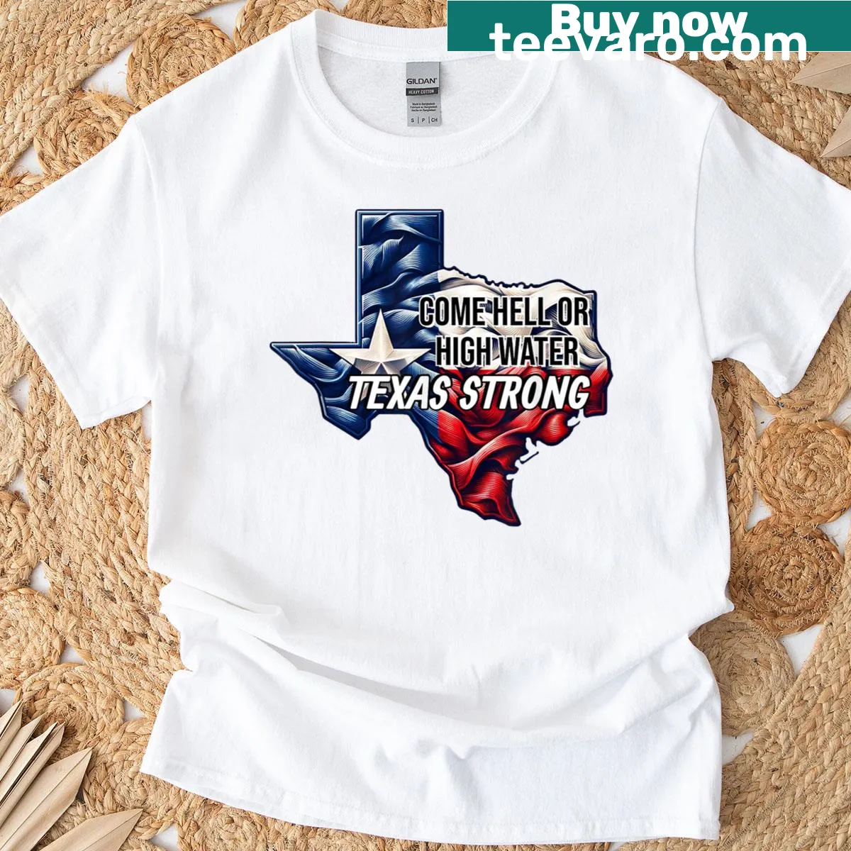Texas Strong T-shirt featuring bold text with a resilient message — on a men's t-shirt