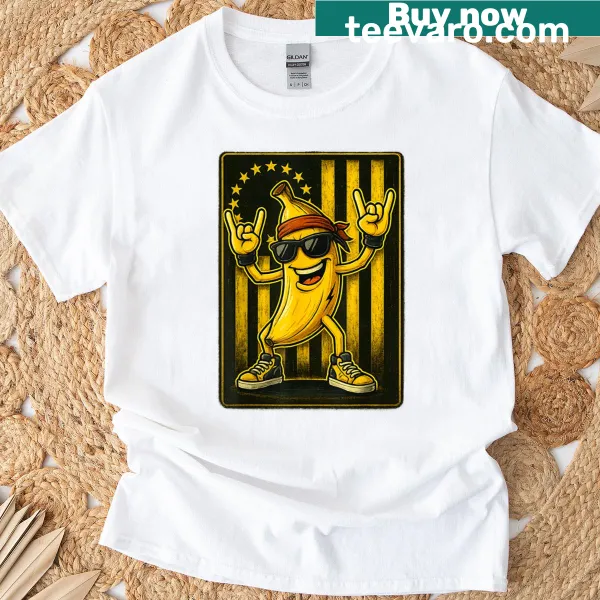 Retro American flag Banana T-shirt with a playful graphic