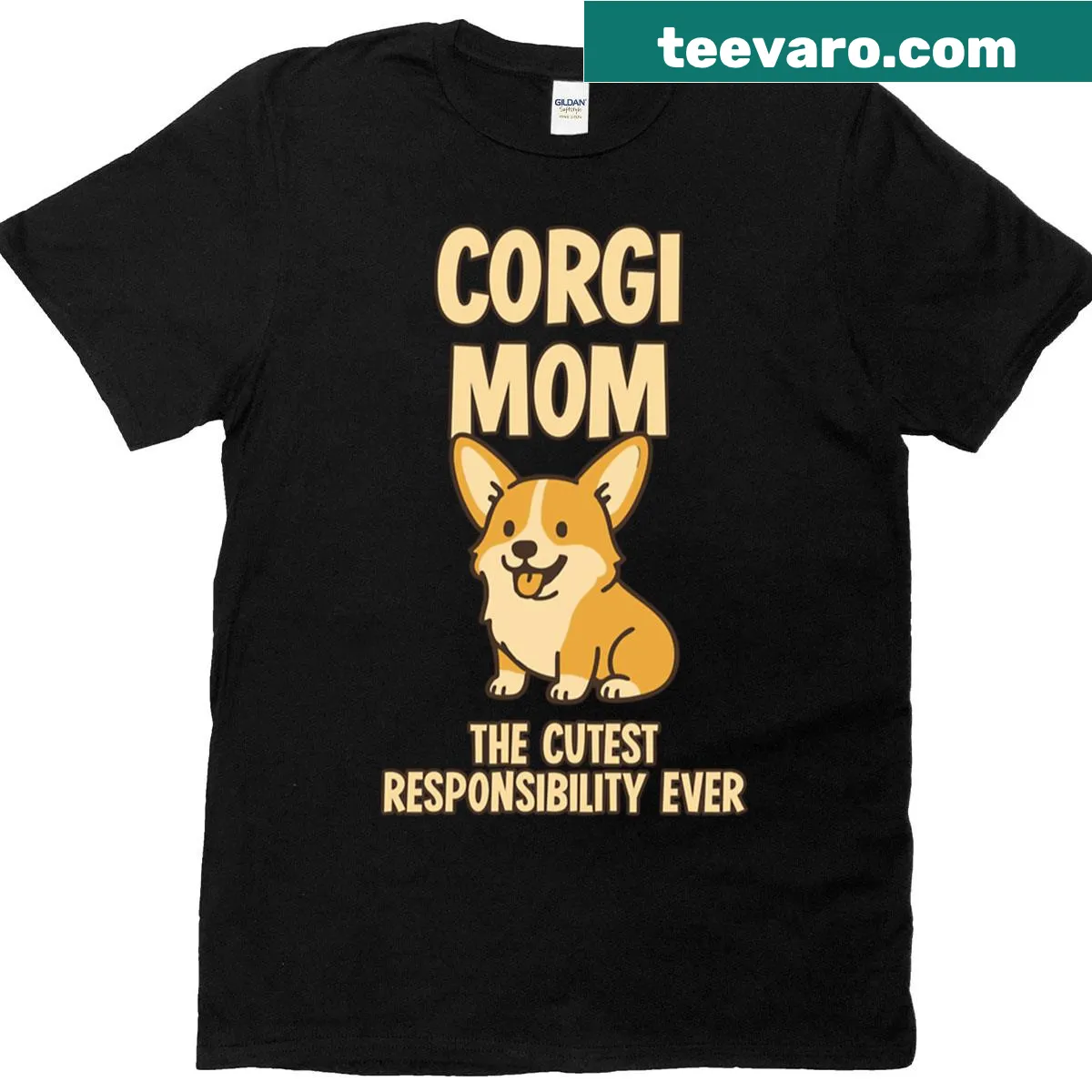 Corgi Mom oversized t-shirt with fun typography design — on a men's t-shirt