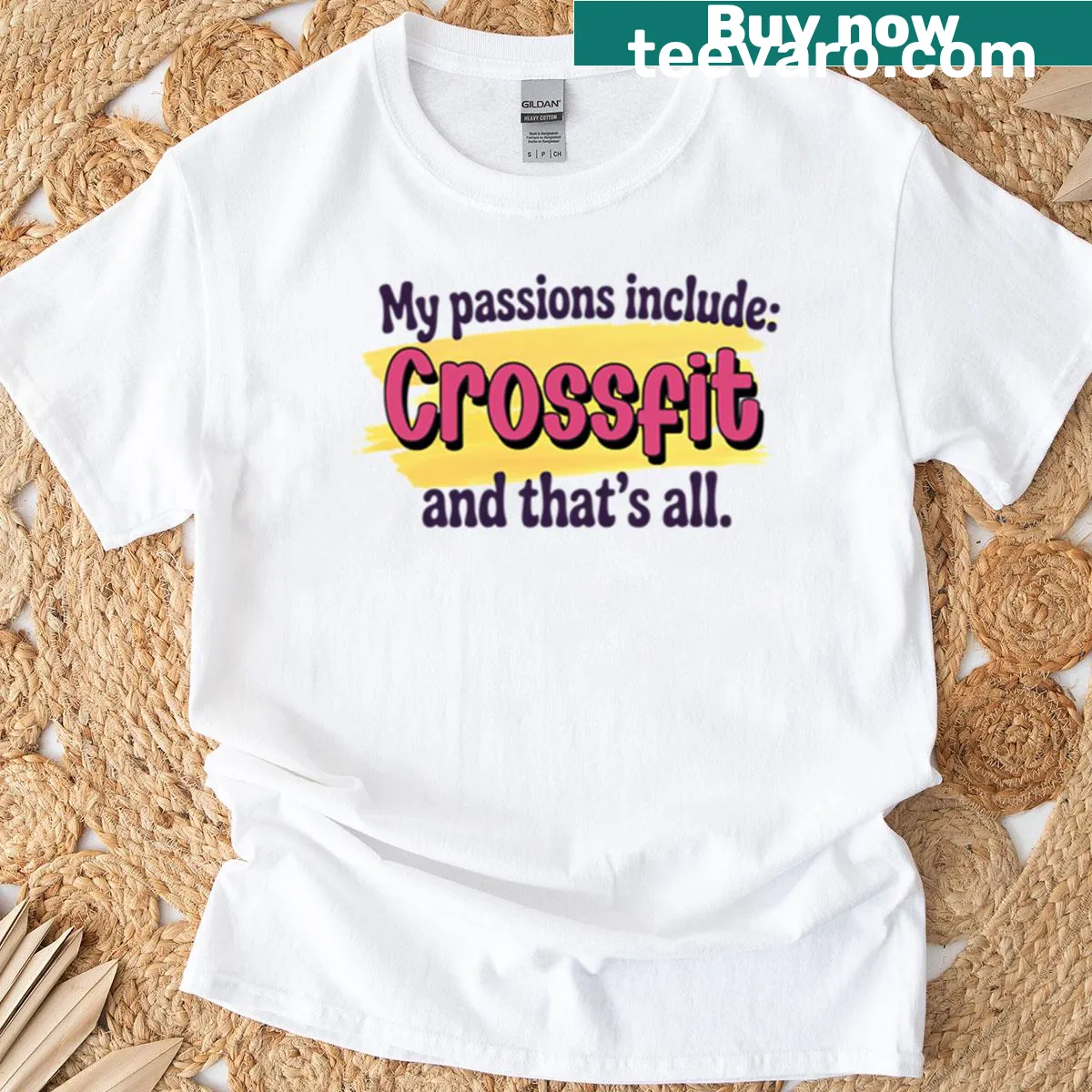 Funny text graphic 'Crossfit Is My Passion' on T-shirt — on a men's t-shirt