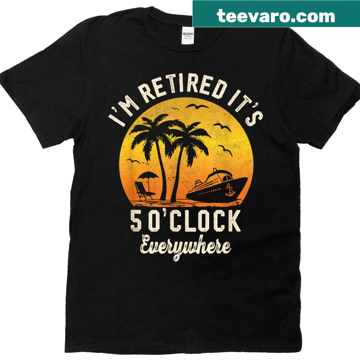 T-shirt celebrating retirement and summer cruising adventures — on a men's t-shirt