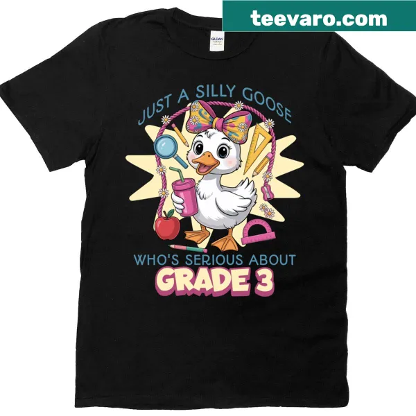 Illustrated t-shirt with a silly goose for third graders