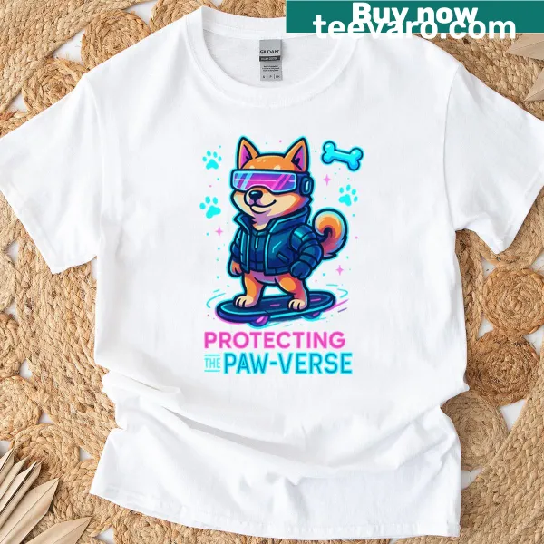 Shiba Inu on a neon hoverboard in a cyberpunk style