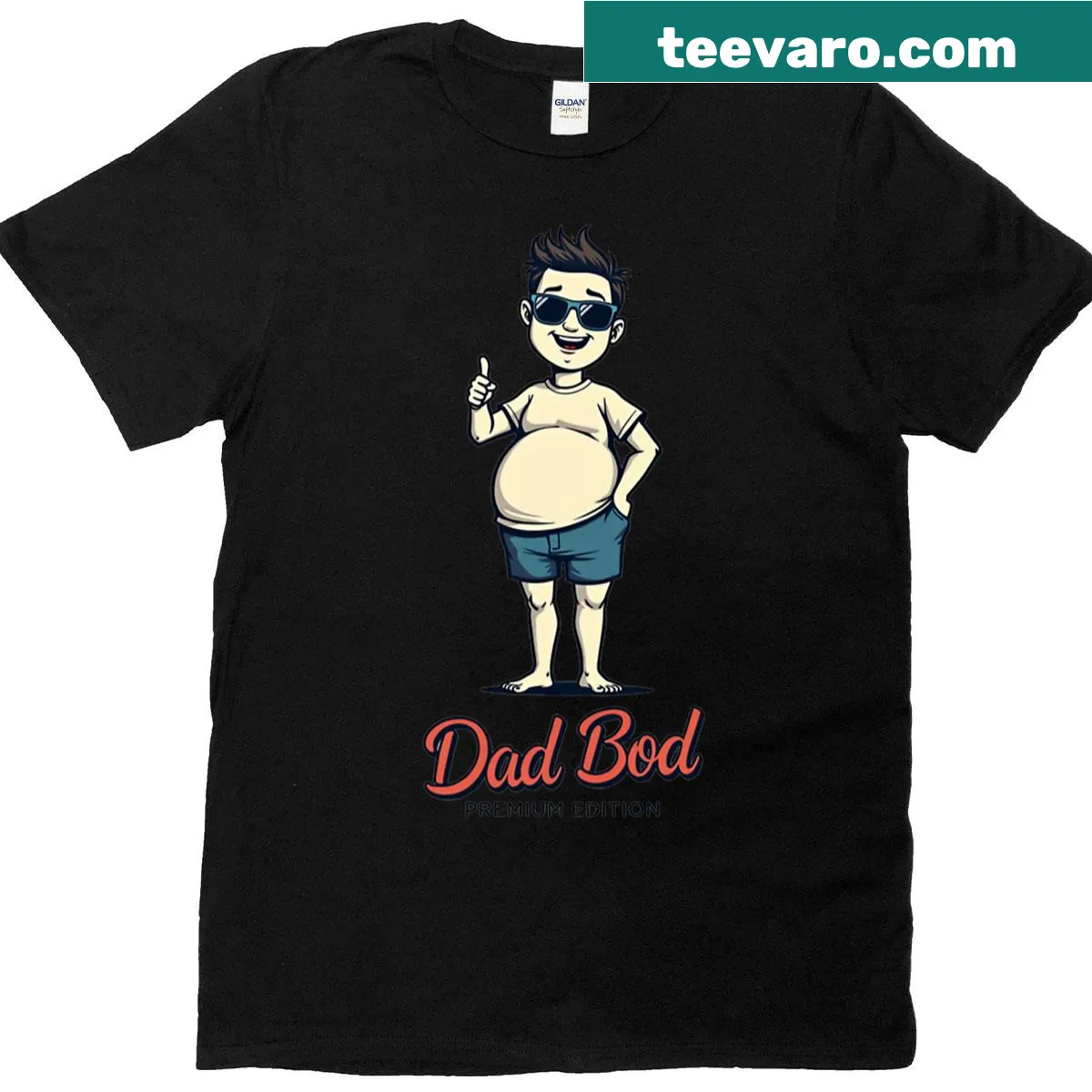 Funny retro t-shirt featuring 'Dad Bod Premium Edition' slogan — on a men's t-shirt