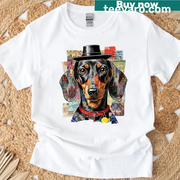 Funny dachshund quote graphic on an oversized t-shirt