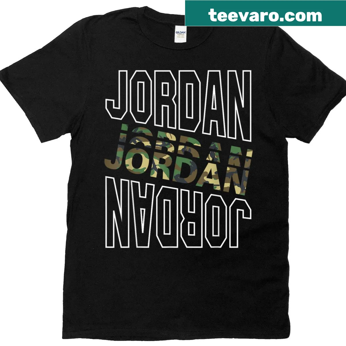 Modern camo pattern t-shirt with diagonal design — on a men's t-shirt